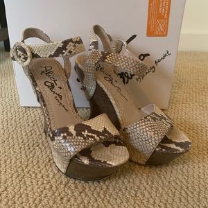 Alice and Olivia Snakeskin Joyce Heels!